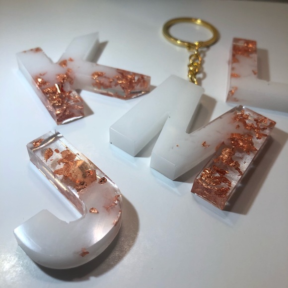 Accessories - Custom Copper / Rose Gold & White Letter Keychains